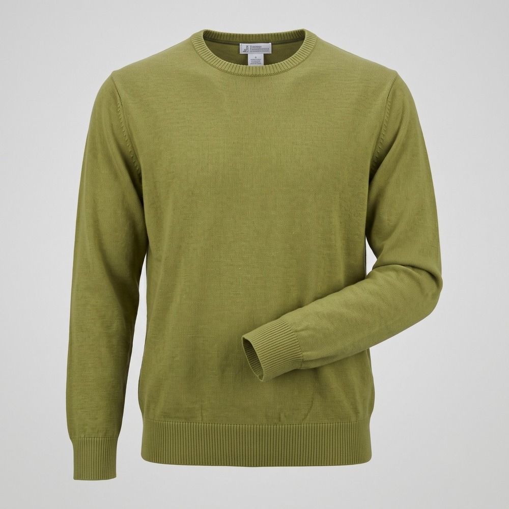 JCP Mens XL Olive Green Sweater Combed Cotton Crewneck Pullover